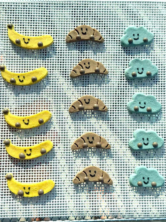 Whimsy breakfast trio pet cookies 🥐☁️🍌